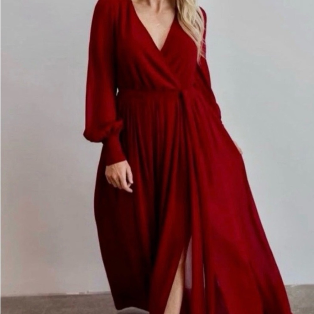 Baltic Born Deep Red Long Sleeve Dress